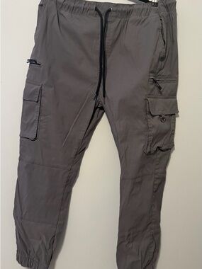 Men's Gray Cargo Jogger Pants - Stretch Utility Style